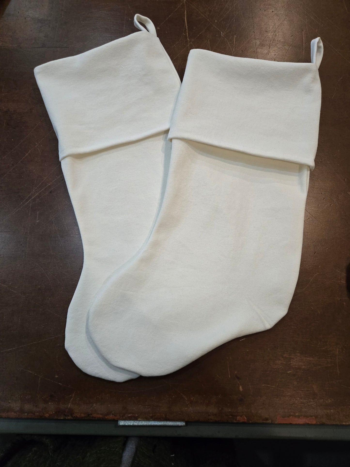 Pair of Reduced Christmas Stockings with small flaw.