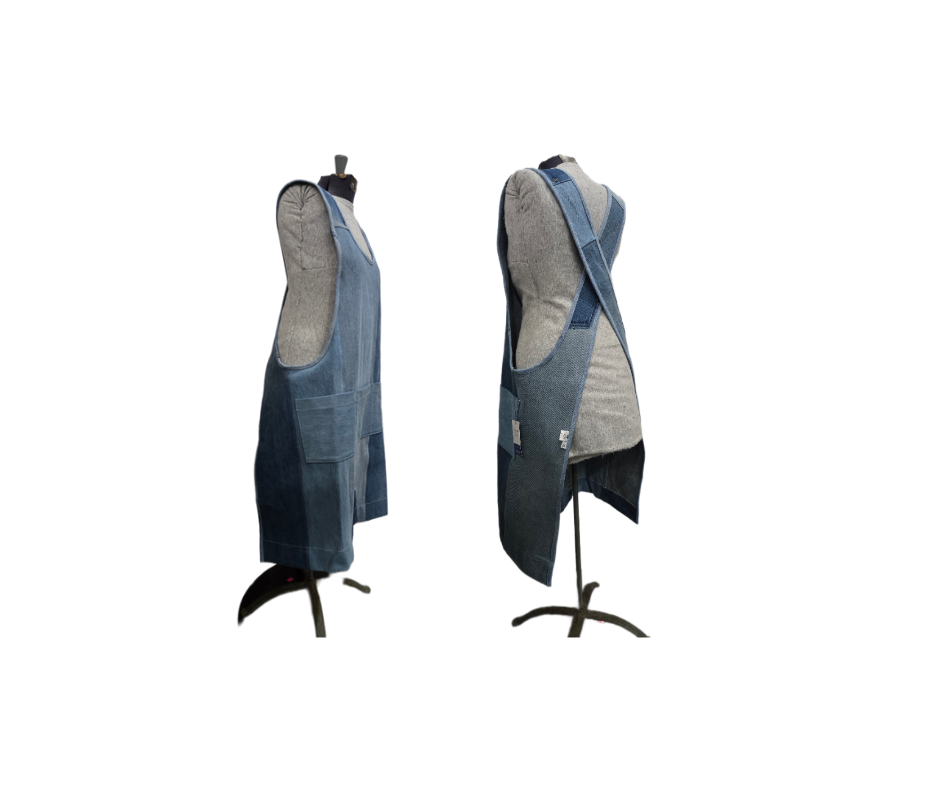 Recycled Seams 100% Cotton Denim Patchwork Crossback Apron