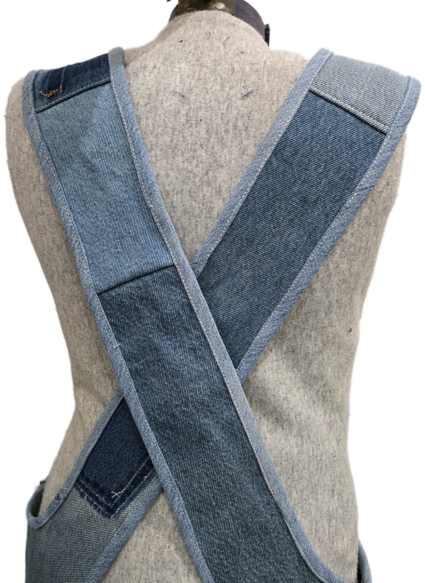 Recycled Seams 100% Cotton Denim Patchwork Crossback Apron