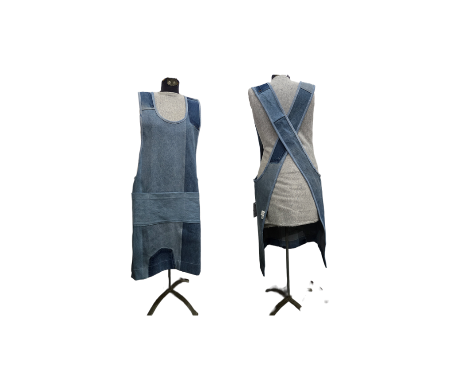 Recycled Seams 100% Cotton Denim Patchwork Crossback Apron